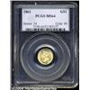 Image 1 : 1861 G$1 MS64 PCGS.
