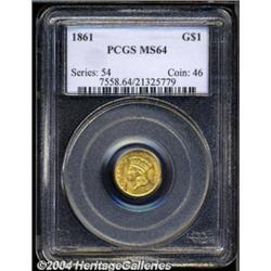 1861 G$1 MS64 PCGS.