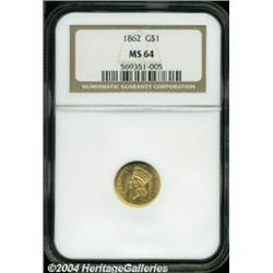 1862 G$1 MS64 NGC.