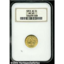 1853 $2 1/2 MS63 NGC.