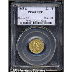 1865-S $2 1/2 XF45 PCGS.