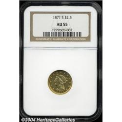 1871-S $2 1/2 AU55 NGC.