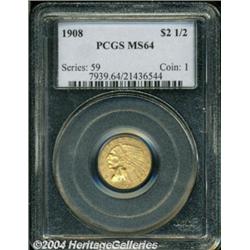 1908 $2 1/2 MS64 PCGS.