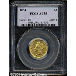 1854 $3 AU55 PCGS.