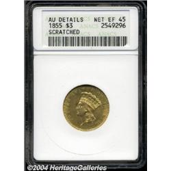 1855 $3 --Scratched--ANACS, AU Details, Net XF45.