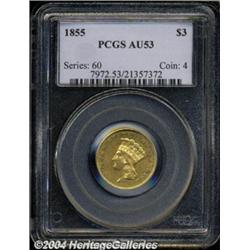 1855 $3 AU53 PCGS.