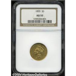 1855 $3 AU55 NGC.