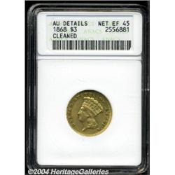 1868 $3 --Cleaned--ANACS. AU Details, Net XF45.