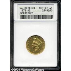 1878 $3 --Scratched--ANACS. AU Details, Net XF45.