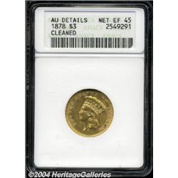 1878 $3 --Cleaned--ANACS. AU Details, Net XF45.