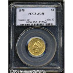 1878 $3 AU55 PCGS.