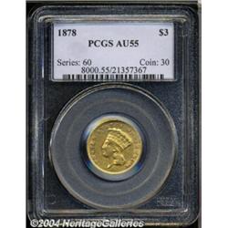 1878 $3 AU55 PCGS.