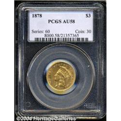 1878 $3 AU58 PCGS.
