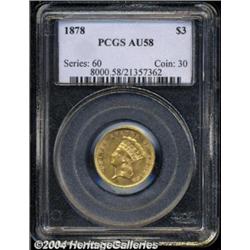 1878 $3 AU58 PCGS.