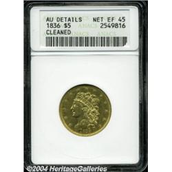 1836 $5 --Cleaned--ANACS. AU Details, Net XF45.