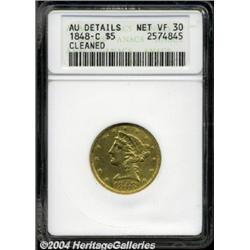 1848-C $5 --Cleaned--ANACS. AU Details, Net VF30.