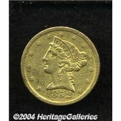 1852-C $5 XF45 Scratched, Rim Ding Uncertified.