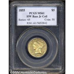 1855 $5 MS61 PCGS.