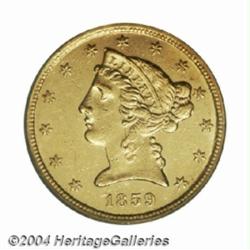 1859-C $5 AU55 PCGS.