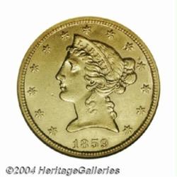 1859-S $5 --Cleaned--ANACS. AU Details, Net XF40.