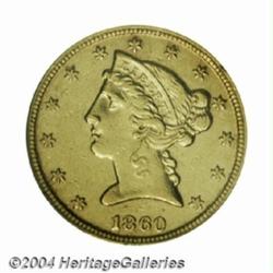 1860-C $5 AU50 PCGS.