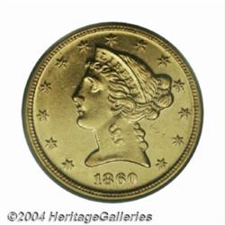 1860-D $5 MS61 PCGS.