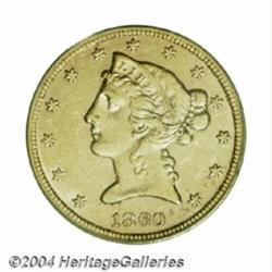 1860-S $5 AU50 PCGS.