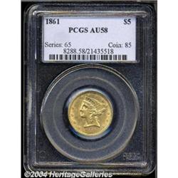 1861 $5 AU58 PCGS.