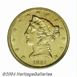 1861-S $5 AU50 PCGS.