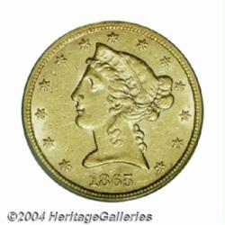 1865-S $5 XF45 PCGS.