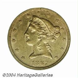 1867-S $5 XF45 PCGS.