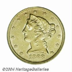 1868-S $5 AU50 PCGS.