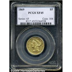 1869 $5 XF45 PCGS.