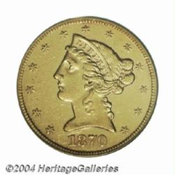 1870 $5 AU50 PCGS.
