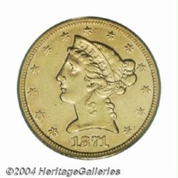 1871-S $5 AU55 PCGS.