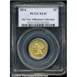 1874 $5 XF45 PCGS.