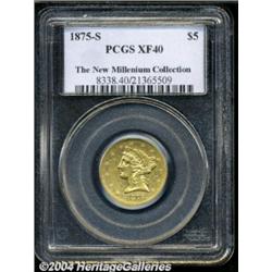 1875-S $5 XF40 PCGS.