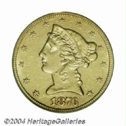 1876-CC $5 AU50 PCGS.