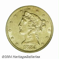 1884-CC $5 AU50 PCGS.