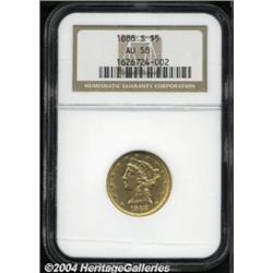 1888-S $5 AU58 NGC.