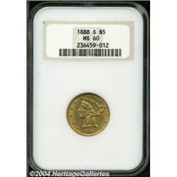 1888-S $5 MS60 NGC.