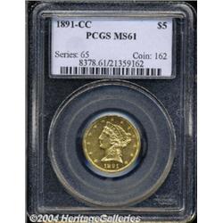 1891-CC $5 MS61 PCGS.