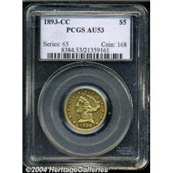 1893-CC $5 AU53 PCGS.