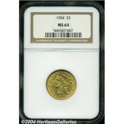 1904 $5 MS64 NGC.