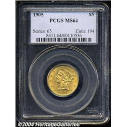1905 $5 MS64 PCGS.