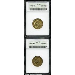 1909 $5 AU53 ANACS,