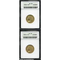 1909-D $5 AU58 ANACS,