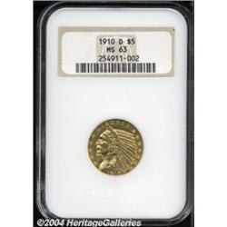 1910-D $5 MS63 NGC.
