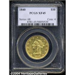 1840 $10 XF45 PCGS.