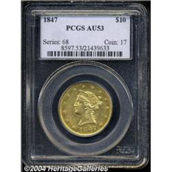 1847 $10 AU53 PCGS.